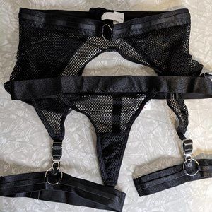 ROMWE 2 Full Lingerie Sets Fishnet and Leopard Print NWT